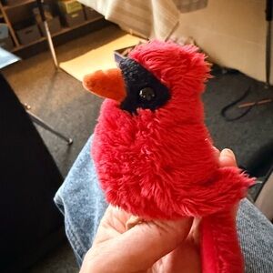 Folkmanis cardinal finger puppet Vibrant Red Plush Bird Toy for Pets